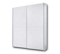 Stella Trading Puls Armoire élégante avec Beaucoup d’Espace de Rangement - Armoire Polyvalente à Portes coulissantes en Carreaux Blanc/Blanc - 170 x 195 x 58 cm (l/h/p)