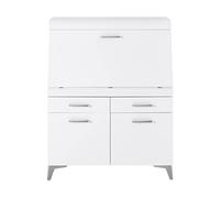 Stella Trading Secret Secrétaire Commode de Bureau Meuble d'ordinateur Compact avec tiroirs, Bois d'ingénierie, Blanc Mat/Blanc, 98 x 124 x 42 cm