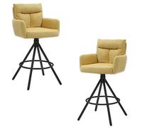 Stella Trading Sofia Lot de 2 tabourets de Bar Confortables avec Dossier pour Votre Salon et Salle à Manger Jaune 54 x 103,5 x 58 cm (l x H x P)