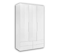 Stella Trading, Spice, Armoire élégante avec Beaucoup d'espace, Polyvalente, avec Portes battantes, 126 x 208 x 57 cm, Blanc Brillant