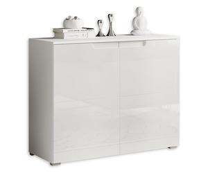 Stella Trading SPICE Commode en blanc brillant - Buffet moderne avec beaucoup d'espace de rangement pour votre salon - 100 x 80 x 40 cm