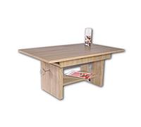 Stella Trading Table Basse réglable en Hauteur et Extensible Aspect chêne Sonoma - Table Basse Pratique avec étagère pour Votre Salon - 110 x 48 x 65 cm (l x H x P)