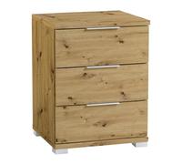 Stella Trading Table De Chevet Universelle, Aspect Chêne Artisanal, Table De Nuit Moderne avec 3 Tiroirs pour Votre Lit À Sommier Tapissier, 46 x 61 x 42 cm (L/H/P)