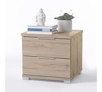 Stella Trading Table De Chevet Universelle, Aspect Chêne Clair San Remo, Table De Nuit Moderne avec 2 Tiroirs pour Votre Lit, 46 x 43 x 42 cm (L/H/P)