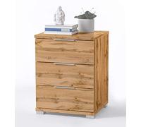 Stella Trading Table De Chevet Universelle, Aspect Chêne Sauvage, Table De Nuit Moderne Avec 3 Tiroirs Pour Votre Lit À Sommier Tapissier, 46 x 61 x 42 cm (L/H/P)