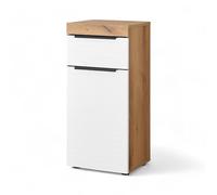 Stella Trading Tarawa Commode de Salle de Bain, Blanche, Aspect chêne Evoke, certifiée FSC, avec Beaucoup d'espace de Rangement, en matériau dérivé du Bois, 36 x 79 x 31 cm