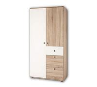 Stella Trading Wiki Armoire Élégante et Polyvalente, Grand Espace de Rangement, 2 Portes Battantes, Aspect Chêne Sonoma/Blanc, Dimensions (l x H x P) 90 x 191 x 53 cm