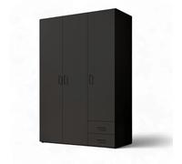 Stella Trading YARK - Penderie Polyvalente à 3 Portes - avec Beaucoup d'espace de Rangement pour Votre Chambre à Coucher - Noir Mat - 120 x 177 x 52 cm (l x H x P)