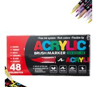 Stellaya Marqueurs acryliques pour livres de coloriage, marqueurs acryliques liquides droits, marqueurs pinceaux acryliques pour coloriage pour adultes, ensemble de marqueurs de peinture acrylique à