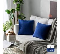 Stellhome Lot de 2 housses de coussin carrées en velours pour lit, canapé, banc, 60 x 60 cm, bleu roi