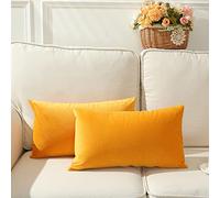 Stellhome Lot de 2 housses de coussin rectangulaires décoratives en velours pour lit, canapé, banc - 30 x 50 cm - Doré