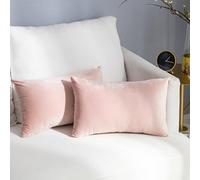 Stellhome Lot de 2 Housses de Coussin rectangulaires très Douces en Velours uni pour lit, canapé, Banc, 30 x 50 cm, Rose