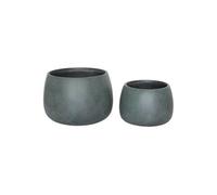 STELLI - Lot de 2 cache-pots en fibre d'argile coloris vert de gris foncé - HOUSE_NORDIC