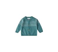 Stellou & friends Cardigan pour bébé et enfant en 100 % coton avec motif norvégien, Sauge, 74/80 cm