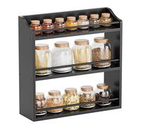 STELLSTAR Support mural ou support de table en bambou Spice, étagère à 3 niveaux pour l’assaisonnement, organisateur de bouteilles, porte-médicament (noir)