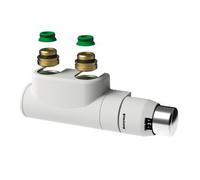 Stelrad Kit de raccordement à angle droite avec vanne droite 2x3/4-1/2 reduction 2x adaptateur conique Kv-vanne de réglage blanc T2125