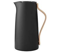 Stelton Emma Pichet Isotherme à café en Acier Inoxydable, Double paroi isolée, avec poignée en Bois de hêtre, Couvercle Easy-Click, 1,2 l, Finition Brillante, Noir Mat