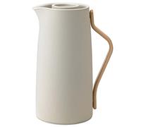 Stelton Emma Verseuse Isotherme à Café - Design HolmbäckNordenoft - Acier Laqué Sable - Poignée Bois Hêtre - 1.2L - Couvercle Easy-Click - Look Céramique.