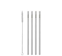 Stelton Lot de 4 pailles réutilisables en acier inoxydable avec brosse de nettoyage