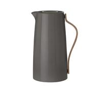 Stelton Emma Carafe isotherme à double paroi en acier inoxydable avec poignée en bois de hêtre, couvercle facile à clipser, finition brillante (gris)