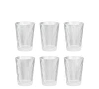 Stelton Pilastro Lot de 6 verres à eau, striés, lavables au lave-vaisselle, empilables, pour boissons chaudes et froides, 240 ml