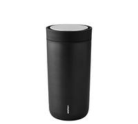 Stelton To-Go Click - Gobelet isotherme à double paroi - Tasse à café/thé anti-fuite avec couvercle Smart Click - Boissons chaudes et froides - 0,4 l - Noir métallisé