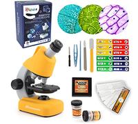 STEM Microscope pour Enfants débutants Sciences l'éducation 40X- 1200X Monoculaire avec Lumière LED Filtres colorés Tranches Lab Campus Education(Jaune)