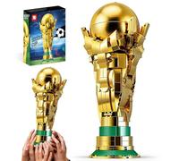 STEM - Trophée de football pour enfant - Kit de construction - Coupe dorée - Modèle avec boule ouvrante et mini balles cachées - Cadeau de football pour garçon - Décoration pour la maison et le bureau