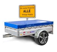 Stema Bâche de remorque de haute qualité 257 x 134 x 6 cm - Bâche sur mesure - Bleu roi brillant - Bâche plate pour remorque de voiture - Bâche imperméable en PVC avec accessoires de remorque