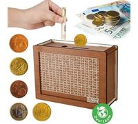 Stemap Tirelire adulte | Tirelire | Ecologique | Tirelires | Epargner avec sens | En bois | Jusqu'à 5000 | Réutilisable | Garçon & Fille | Un must pour les grands épargnants !