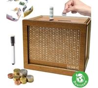 Stemap® Tirelire pour adulte | Tirelire | Ecologique | En bois | Jusqu'à 10 000