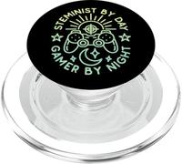 Steminist by Day Gamer by Night Design Vieilli Gaming PopSockets PopGrip pour MagSafe