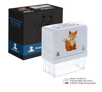stempel-fabrik - Tampon encreur personnalisé pour enfants avec nom & adresse - Timbre nominatif pour enfants avec motif "Renard" - Tampon adresse pour écoliers/école & jardin d'enfants comme cadeau