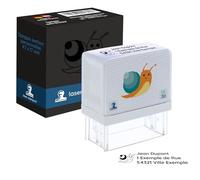 stempel-fabrik - Tampon encreur personnalisé pour enfants avec nom & adresse - Timbre nominatif pour enfants avec motif "Escargot" - Tampon adresse pour écoliers/école & jardin d'enfants comme cadeau