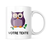 stempel-fabrik - Tasse personnalisée 330 ml avec nom - Tasse à café avec le texte de votre choix - Idée cadeau pour les enfants & amis - Mug céramique imprimé deux côtés | Hibou