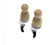 Stemplino Lot de 2 tampons motif empreintes de pas + 2 tampons de pied gauche + droite | Tampon en bois lutin Accessoires | Traces (12 mm) F83+F84