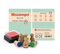Stemplino Lot de 8 mini tampons en bois avec encreur - Mélange de maisons - Architecture