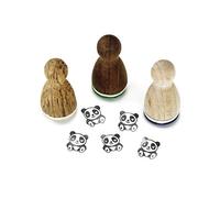 Stemplino® Mini tampon - Motif : panda de Pia - 12 mm de diamètre - Tampon en bois pour enfant avec motif panda