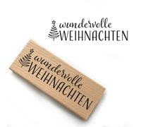 Stemplino PR034 Tampon de Noël - Motif : Noël merveilleux - Dimensions du motif : 64 x 18,5 mm - Tampon à motif en bois et caoutchouc pour la fabrication de cartes, scrapbooking, bullet journal