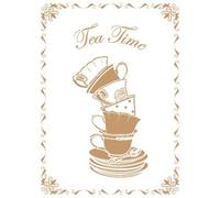 Stencil Deco Vintage Composition 163 Tea Time. Stencil size: 20x30 cm (7,9x11,8 in). Design size: 17,5x24,3 cm (6,9x9,6 in) by TODO-STENCIL