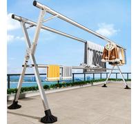 Stendino Balcone Pieghevole Antiscivolo avec Gr Pi - Stendibiancheria Allungabile 140cm Appendiabiti e Scarpiera Reabile 120-160cm (47.2-63in)