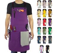 Stenffy Lot de 10 tabliers de cuisine en toile de coton, dos croisé réglable, artiste, peinture, charpentier pour homme et femme, violet, M to XXL