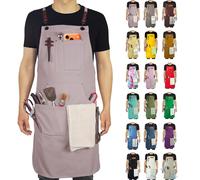 Stenffy Tablier de cuisine, toile de coton, dos croisé réglable, artiste, peinture, tablier de travail pour charpentier pour homme, femme, taille plus, gris, Adjustable Size