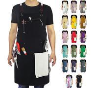 Stenffy Tablier de travail fait à la main, toile de coton, plusieurs poches, tablier réglable à dos croisé, tablier pour barbecue, café, cuisine, charpentier, artiste, tabliers pour hommes et femmes,