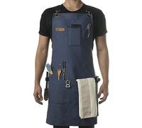 Stenffy Tablier de travail professionnel en toile robuste, poids croisé réglable dans le dos, plusieurs poches pour homme et femme, tablier en toile de coton