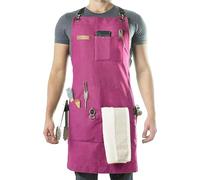 Stenffy Tablier de travail professionnel en toile robuste, poids croisé réglable dans le dos, plusieurs poches pour homme et femme, tablier en toile de coton