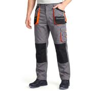 Stenso EM Pantalon De Travail Homme - Pantalon Cargo Homme avec Taille Élastique, Poches Avant Volumineuses, Multifonctionnelles, Renfort Aux Genoux, Polyester Oxford 600D Gris/Taille élastique - 66