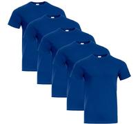 Stenso Naos Tee Shirt Homme Coton Lot de 5 - T Shirt Homme Manches Courtes - Col Rond 1.5 cm - T-Shirts à Manches Courtes Respirants - Couleur Unie, Confort Optimal Bleu Royal M