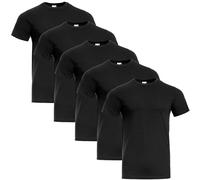 Stenso Naos Tee Shirt Homme Coton Lot de 5 - T Shirt Homme Manches Courtes - Col Rond 1.5 cm - T-Shirts à Manches Courtes Respirants - Couleur Unie, Confort Optimal Noir S