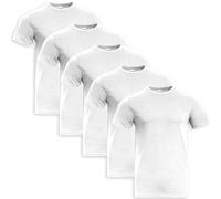 Stenso Naos Tee Shirt Homme Coton Lot de 5 - T Shirt Homme Manches Courtes - Col Rond 1.5 cm - T-Shirts à Manches Courtes Respirants - Couleur Unie, Confort Optimal Blanc 4XL